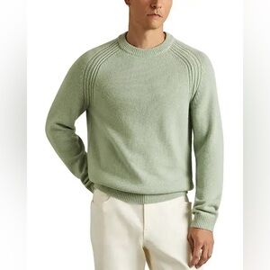 Reiss Men’s‎ Cloud Wool-Blend Raglan Sleeve Crewneck Jumper XXL Light Green